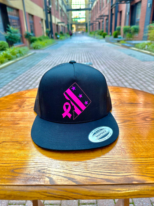 Black DC CityFlag Breast Cancer Awareness SnapBack Trucker Hat